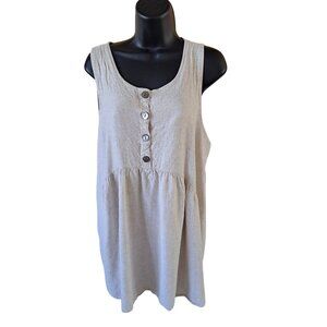 Hailey & Co 2XL Linen Bld Womens Beige Sleeveless  Tunic Top 2X Button Front